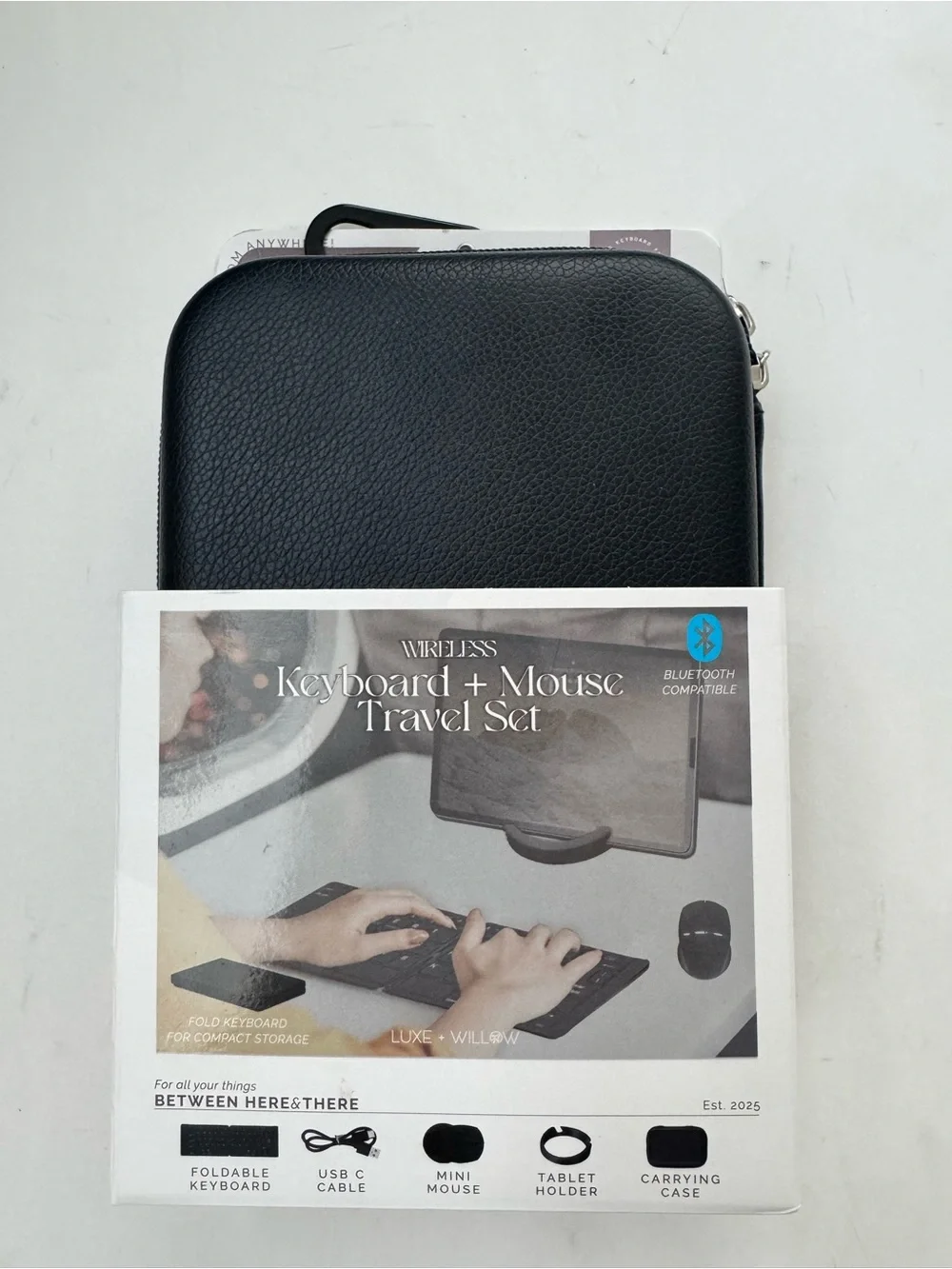 NIB Luxe Willow Wireless Keyboard Mouse Travel Set Black Carrying Case Bluetooth